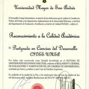 Buy Degree from the Universidad Mayor de San Andrés