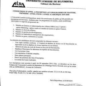 Buy degree from Université Lumière de Bujumbura