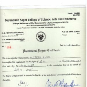 Buy college degree from The Dayananda Sagar University