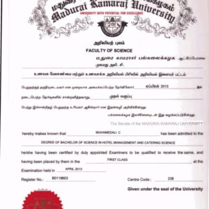 Buy college degree from The Madurai Kamaraj University