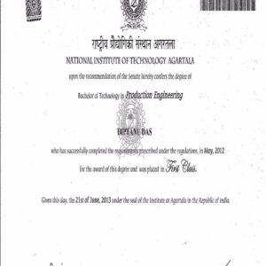 Buy college degree from The National Institute of Technology, Agartala